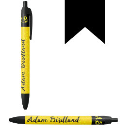 Caneta Preta Inicial Monograma Personalizada em Ouro, Luxo