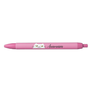 Caneta Preta Kawaii Rosa