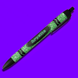 Caneta Preta Kelly Green Glitter Crayon Personalizar Nome Canet