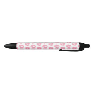Caneta Preta Lábios Rosa, Padrão De Lábios, Batom Rosa, Beijo