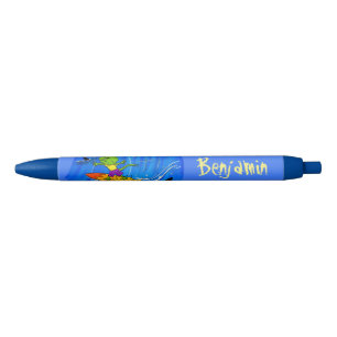 Caneta Preta Lagarto espinhoso surfando cartoon