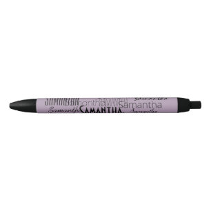 Caneta Preta Lavanda de Nome Personalizado