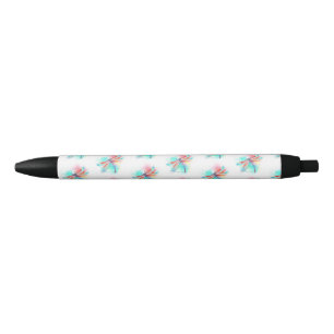 Caneta Preta libélula vermelha sobre fundo de aquarela