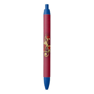 Caneta Preta Limpeza de ouro com Flores Rosa