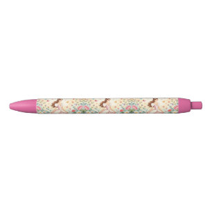 Caneta Preta Linda princesa com borboletas