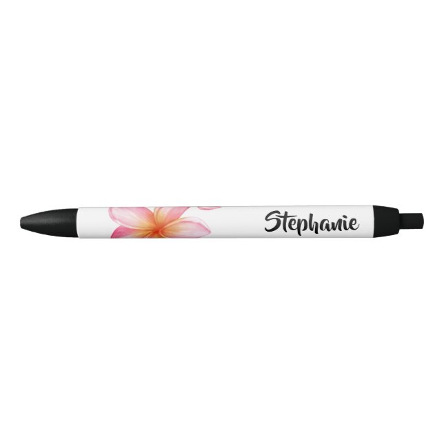 Caneta Preta Lindo Design Floral Kath Golap Rosa (Frente)