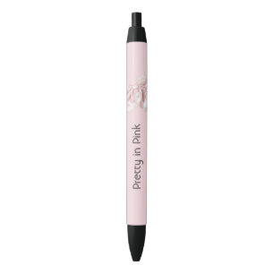Caneta Preta Lindo Laço Cor-de-Rosa