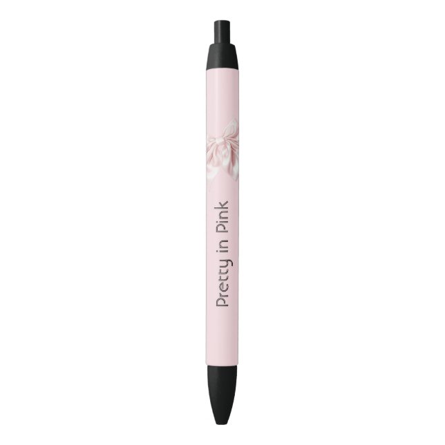Caneta Preta Lindo Laço Cor-de-Rosa (Frente Vertical)