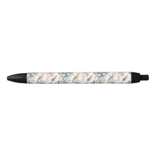 Caneta Preta Lindo padrão contínuo floral com vintage