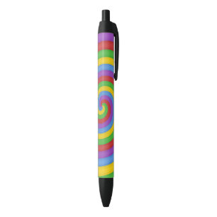 Caneta Preta Lindo Tie Dye Colorido Redemoinho Arco-Íris Arte d