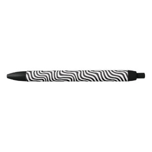 Caneta Preta Listra Ondulada Preto e Branco