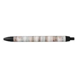 Caneta Preta Listras Azuis Claras Marrom Creme