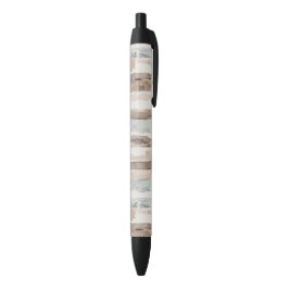 Caneta Preta Listras Azuis Claras Marrom Creme