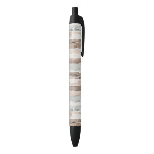 Caneta Preta Listras Azuis Claras Marrom Creme