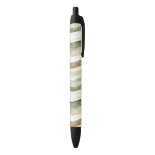 Caneta Preta Listras Bege Marrom Creme Verde