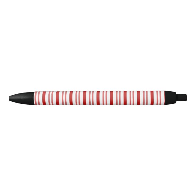 Caneta Preta Listras de Bastão de Doces Vermelho e Branco (Frente)
