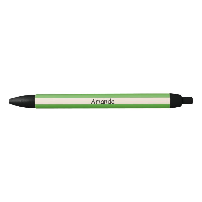 Caneta Preta Listras de Branco Antigo e Verde Maçã (Frente)