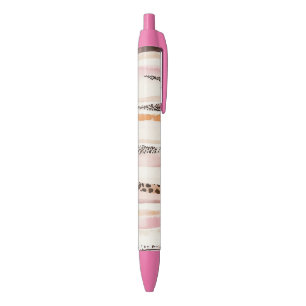 Caneta Preta Listras de leopardo rosa Bege Blush