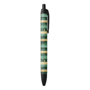 Caneta Preta Listras do Dia de São Patrício Trevo Dourado Verde