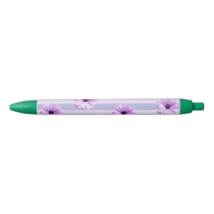 Caneta Preta Listras pastel com padrão de Margaridas