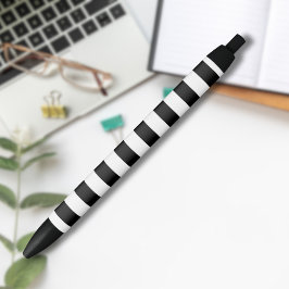 Caneta Preta Listras pretas e brancas clássicas retrô