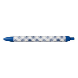 Caneta Preta Listras Xadrez Creme Azul