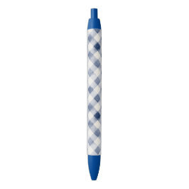 Caneta Preta Listras Xadrez Creme Azul