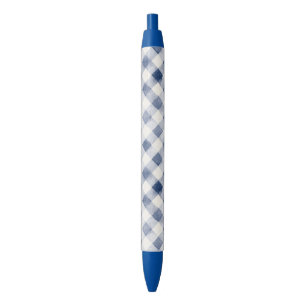Caneta Preta Listras Xadrez Creme Azul