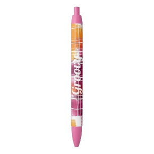 Caneta Preta Listras Xadrez Laranja Roxo Groovy  