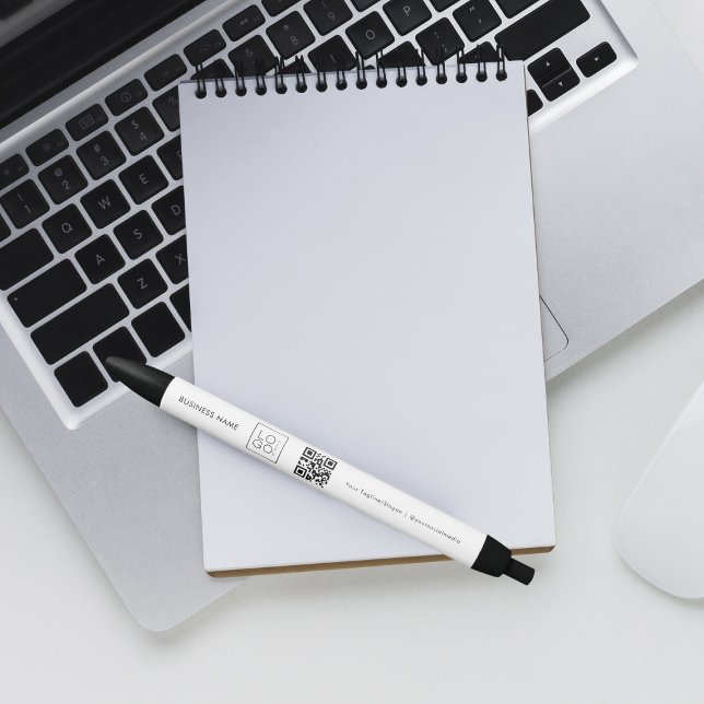 Caneta Preta Logotipo comercial ao quadrado Código QR e Promoci (Criador carregado)