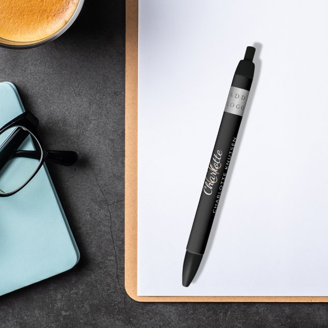 Caneta Preta Logotipo comercial do nome do monograma branco pre (Criador carregado)