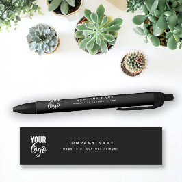 Caneta Preta Logotipo comercial Empresa Texto contato Detalhes 