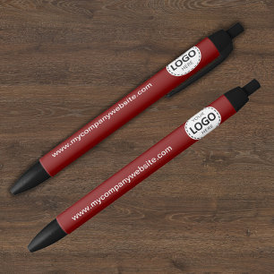 Caneta Preta Logotipo e texto personalizados da empresa vermelh