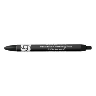 Caneta Preta Logotipo Empresarial Personalizado Preto Branco Ma