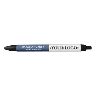 Caneta Preta Logotipo Personalizado Azul