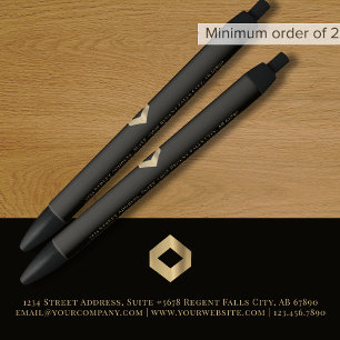 Caneta Preta Logotipo Personalizado Elegante Simples
