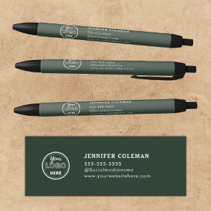 Caneta Preta Logotipo Promocional de Marca Profissional Verde F