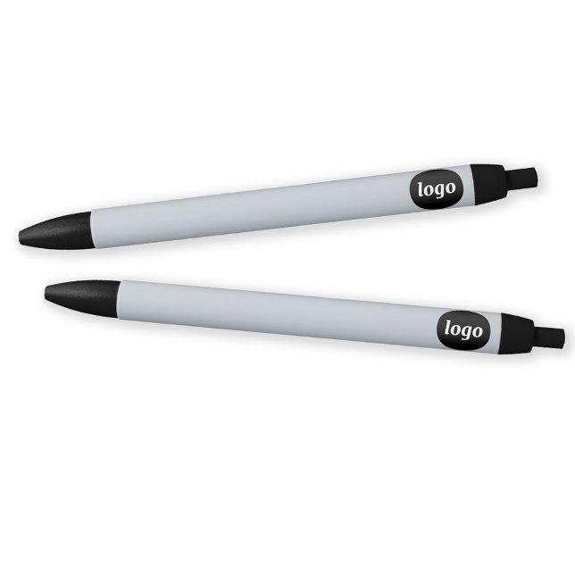 Caneta Preta Logotipo simples Promocional para empresa azul (Logo business promotional dusty pastel powder blue pens)