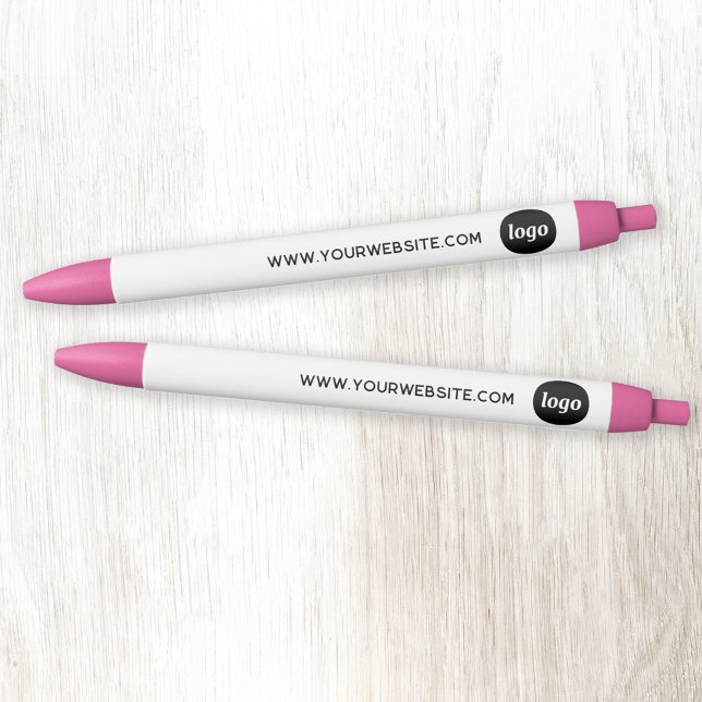 Caneta Preta Logotipo simples Promocional para empresa no site  (Logo with custom text business promotional pens)