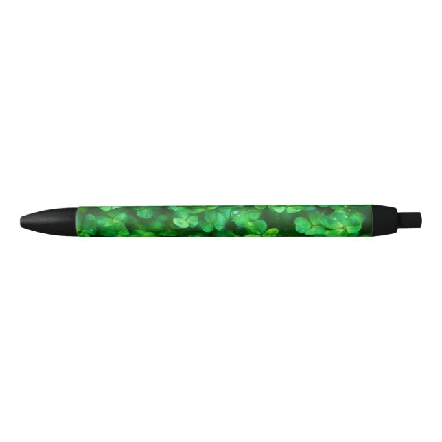 Caneta Preta Lucky Celtic Irish Green Shamrocks (Frente)
