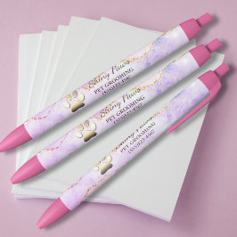 Caneta Preta Luxo Agata Brilho Cão Pata Pet Cabelereiro