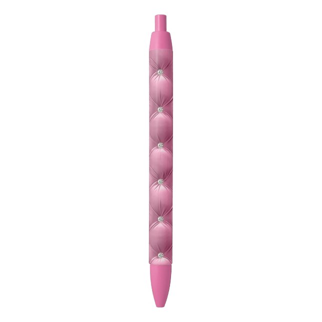 Caneta Preta Luxo Glam Rosa Suave Natal Falso Veludo (Frente Vertical)