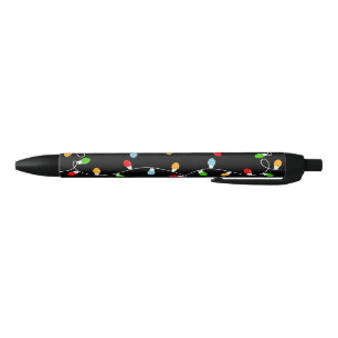 Caneta Preta Luzes de Natal Simples Preto Verde Vermelho