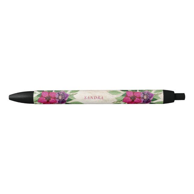 Caneta Preta Magenta Country Floral (Frente)