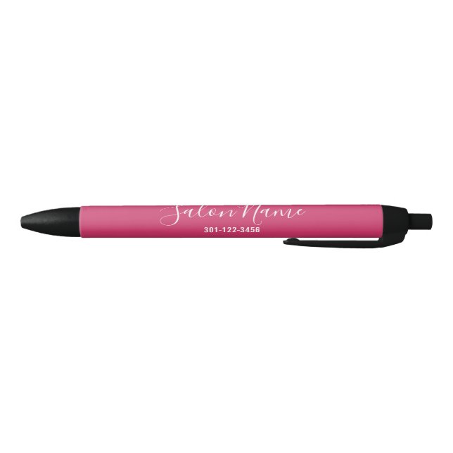 Caneta Preta Magenta Elegante com Nome de Salão de Script Branc (Parte Inferior)