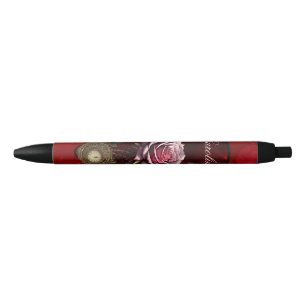 Caneta Preta Magnífico rosa steampunk com asas