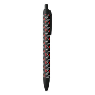 Caneta Preta Mão de Esqueleto Rosa Vermelho Feliz Dia dos Namor