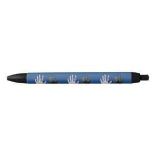 Caneta Preta Mãos de Amizade Preta e Branca