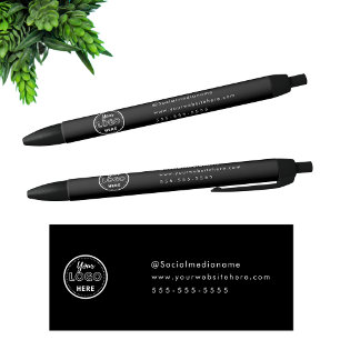 Caneta Preta Marca Profissional Minimalista Logotipo Preto