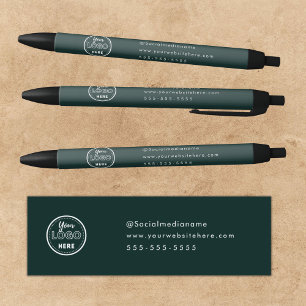 Caneta Preta Marca Profissional Minimalista Logotipo Verde Escu